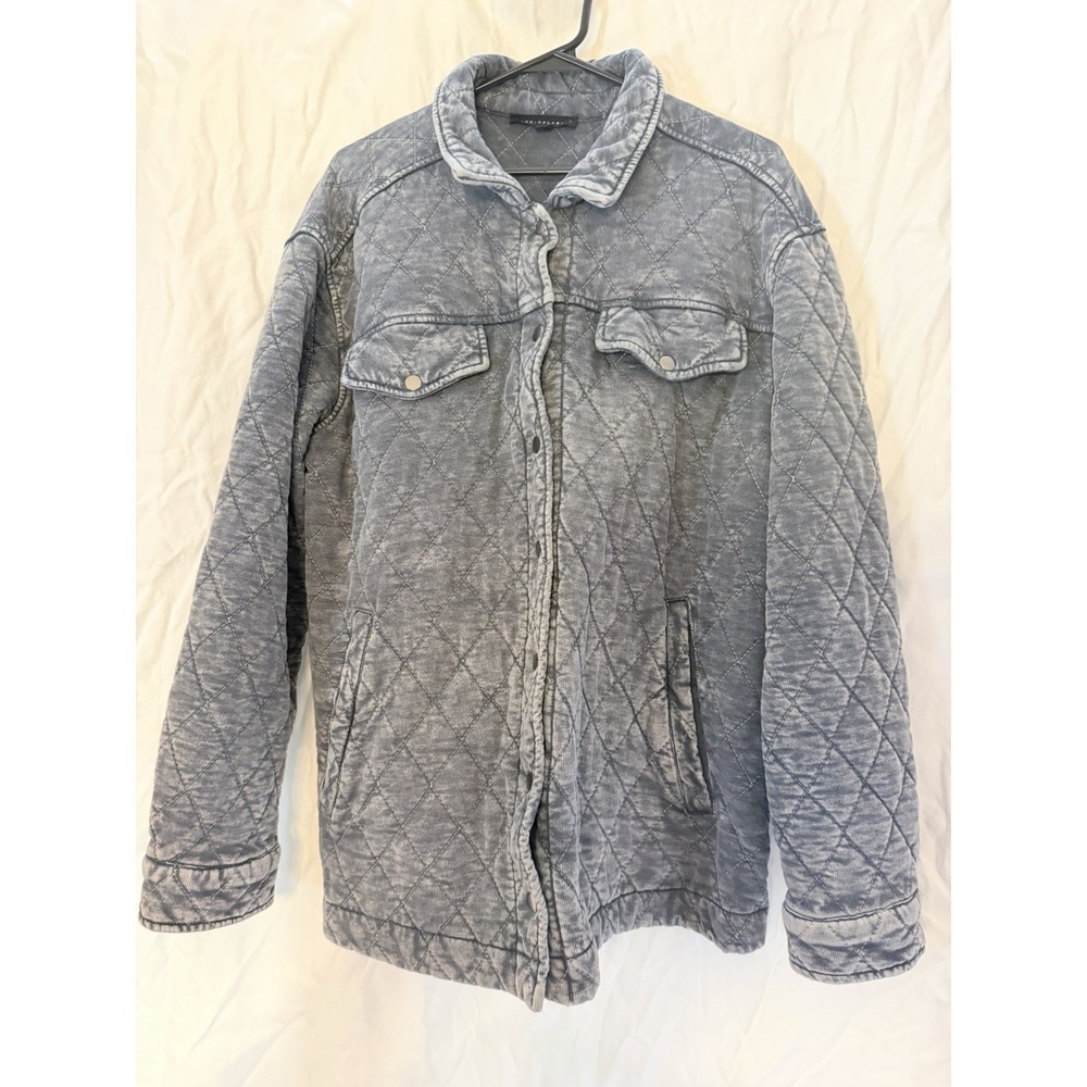 Jane + Delaney Women's Quilted Knit Jacket Distressed Wash XL Gray